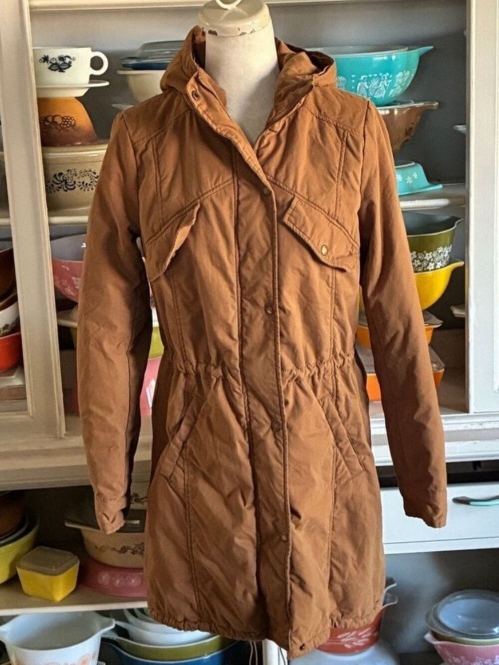 Members Only x Urban Outfitters Full-Zip Utility Parka in Rusty Tan - Size XS